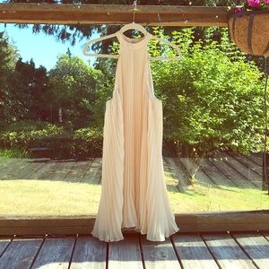 Pleated Cream Cocktail Dress